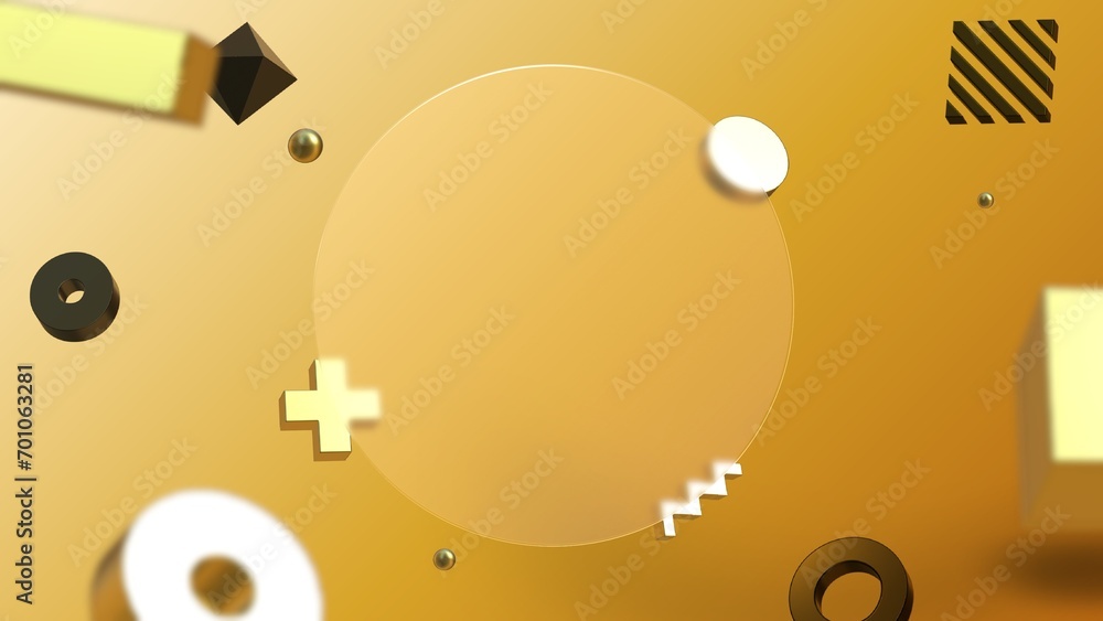 Fototapeta premium Luxury golden glass morphism background,futuristic 3d isomatric back drop, 4K quality background