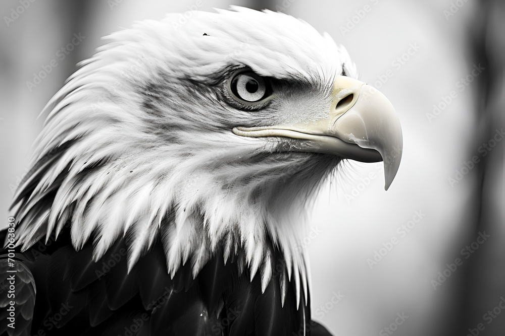 close up portrait of an american bald eagle in black and white close up portrait of an american bald eagle in black and white