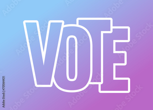 Vote for Election Thick Outline Typography with Blue and Purple Gradient Background