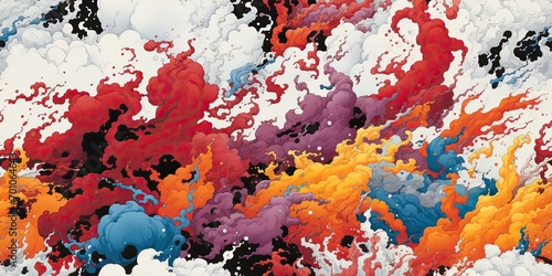 Explosive Abstract Acrylic Paint Splatter in Bold Colors