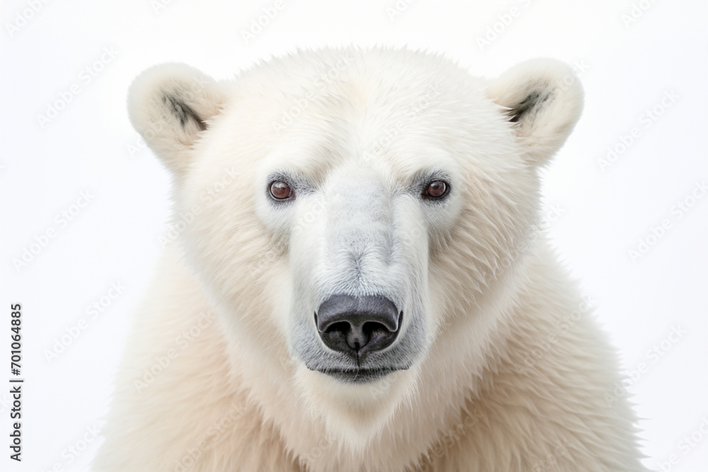 Polar Bear close-up portrait on a white background. Polar Bear close-up portrait on a white background.