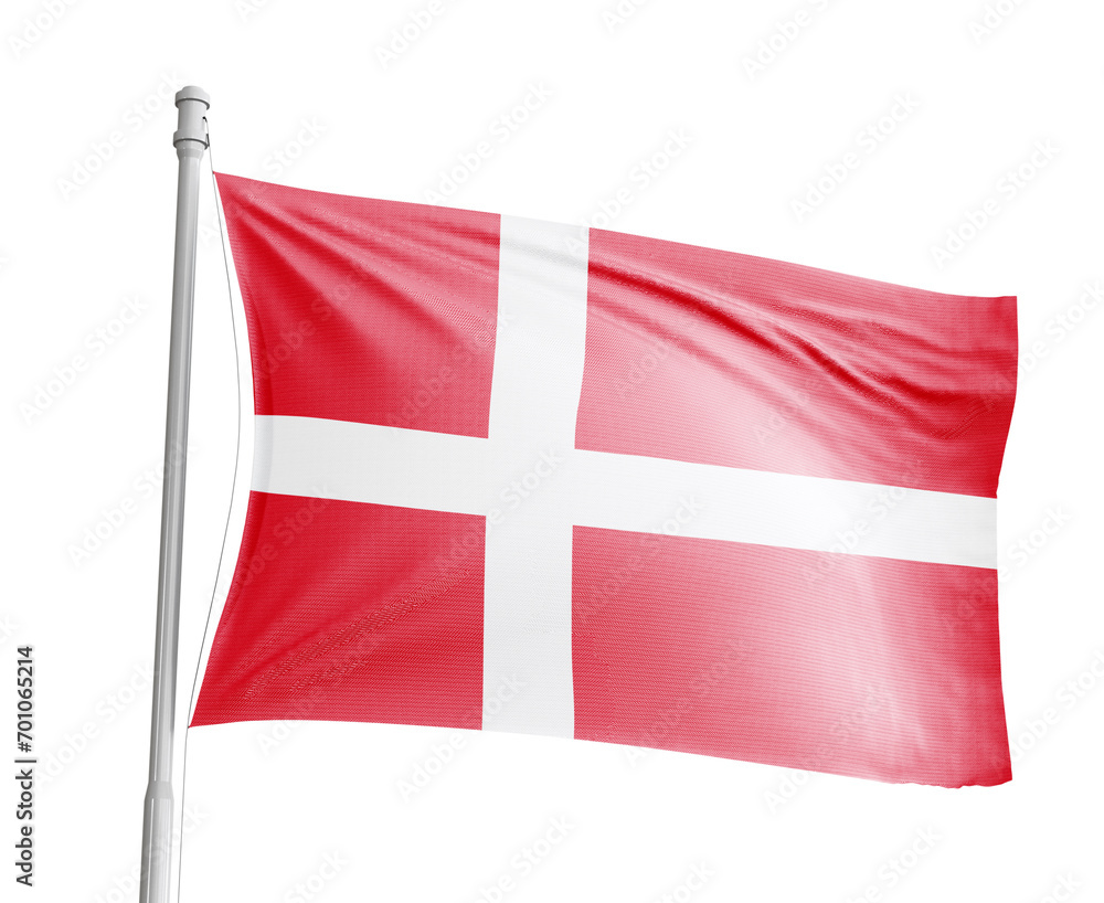 Denmark national flag on white background.