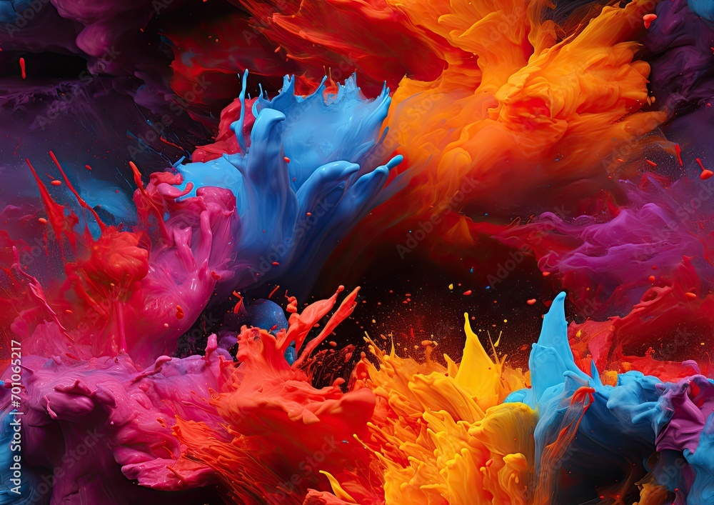 Cosmic Dance Intense Color Splashes Abstract Art