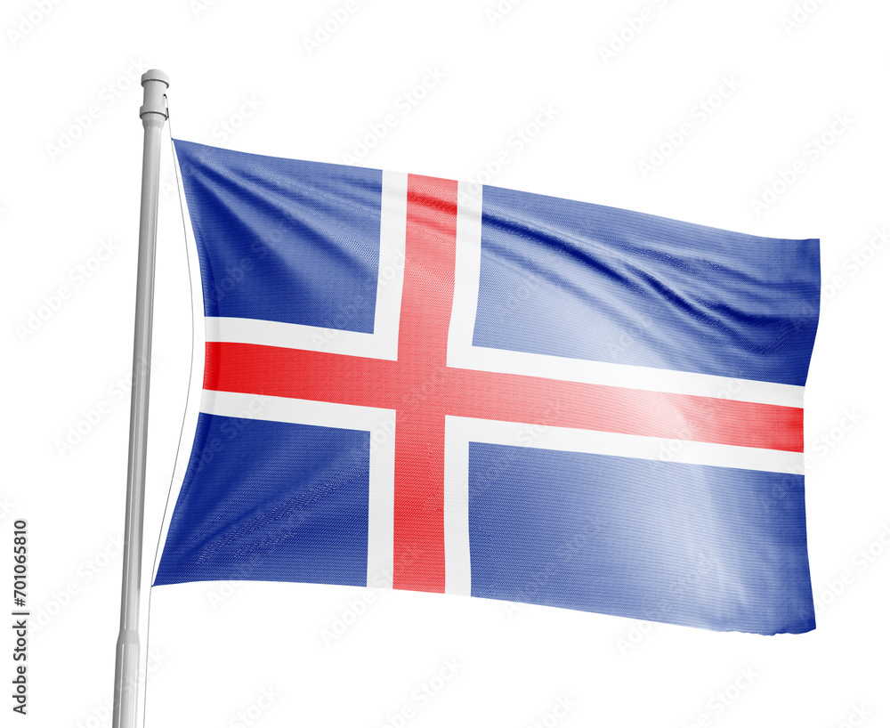 Iceland national flag on white background.