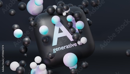 Generative Elegance: Icon 3D AI Illustration in Sophisticated Black Tones photo