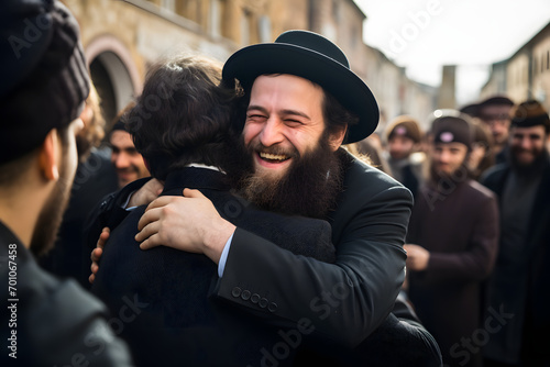 two persons hugging on the street  religious  two persons having a hug  hug