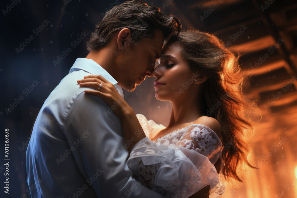 A couple in a dance embrace, twirling through life's challenges with grace and unity. Generative Ai. A couple in a dance embrace, twirling through life's challenges with grace and unity. Generative Ai.