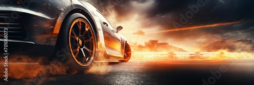 High-Speed Performance Car Drifting on Track. Generative ai photo