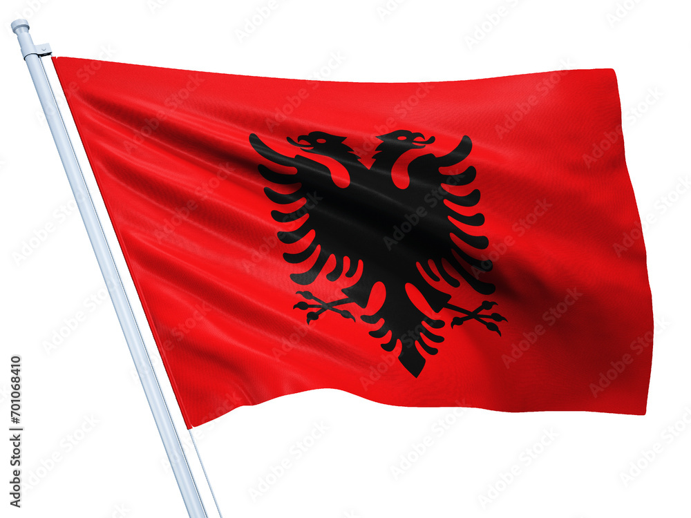 Albania national flag on white background. Albania national flag on white background.