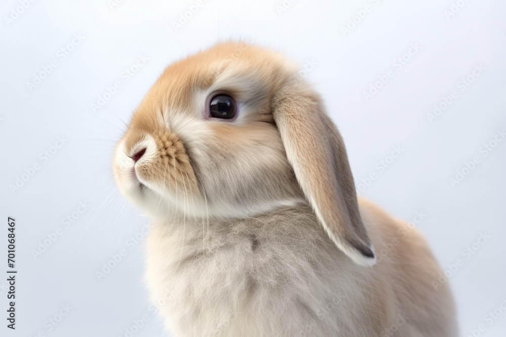Holland lop rabbit close-up portrait on a white background. Holland lop rabbit close-up portrait on a white background.