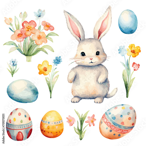easter bunny and easter eggs Easter elements vectors