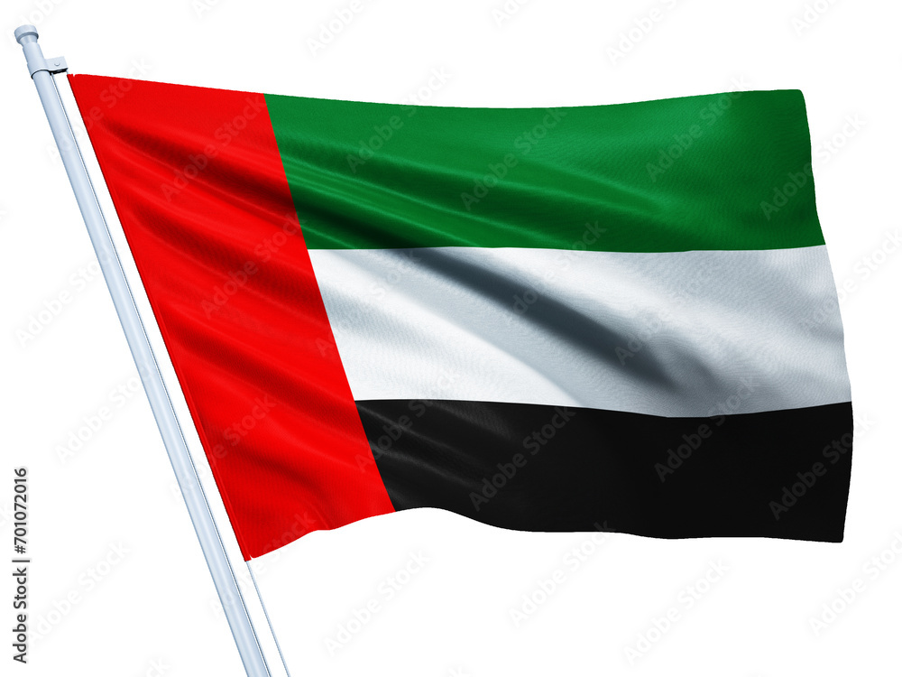 United Arab Emirates national flag on white background. United Arab Emirates national flag on white background.