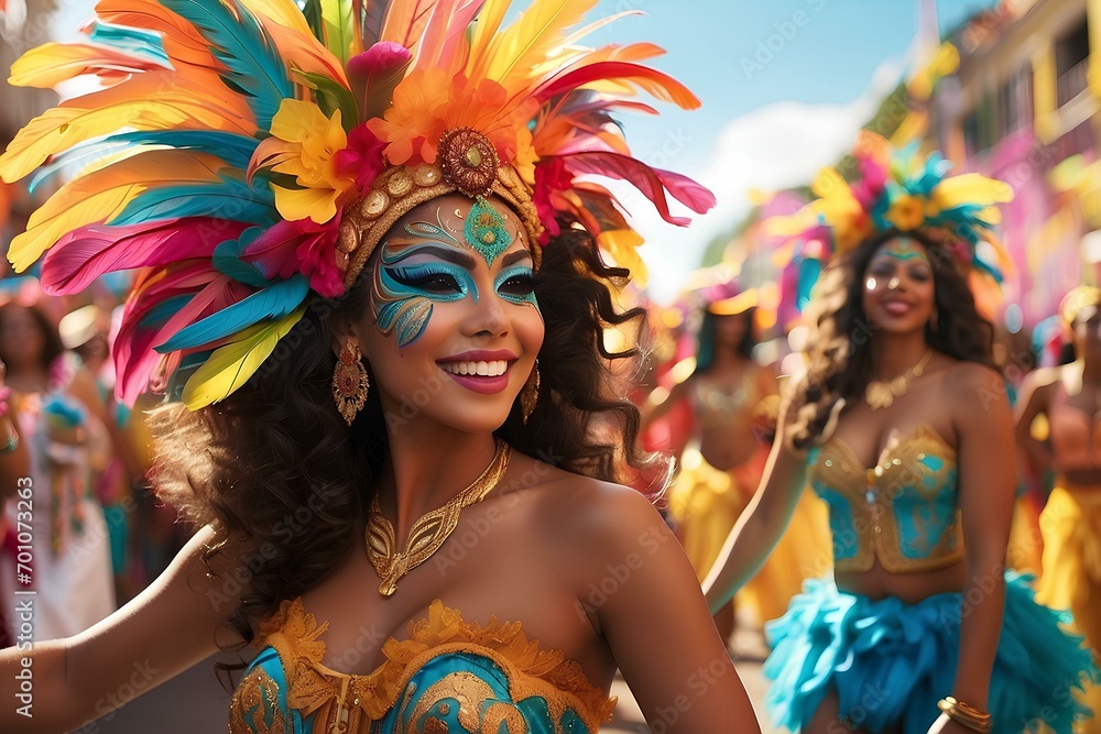 Obraz premium Woman in costume at Brazilian carnival 