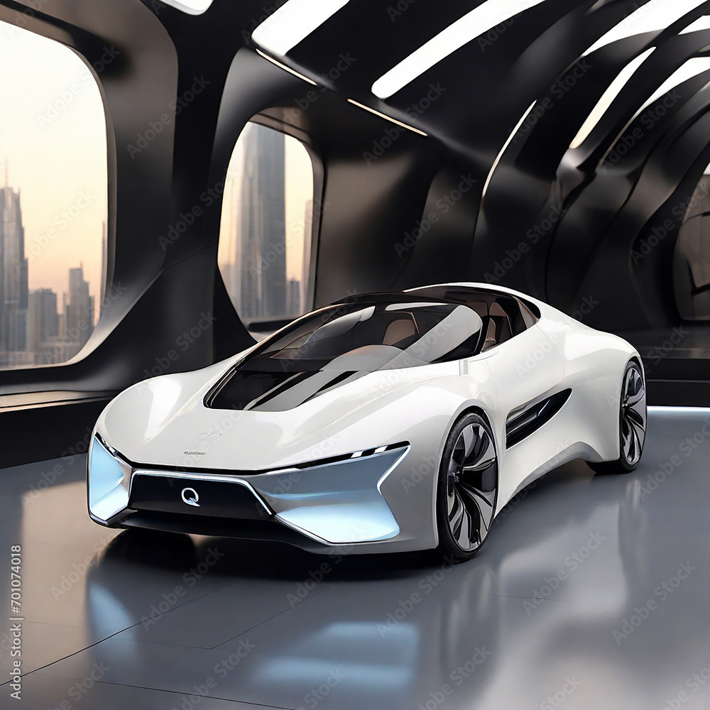 Abstract Supersonic aerodynamic design for an electric luxury concept automobile generative ai