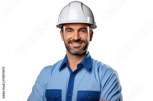 portrait of a construction engineer wearing white hardhat