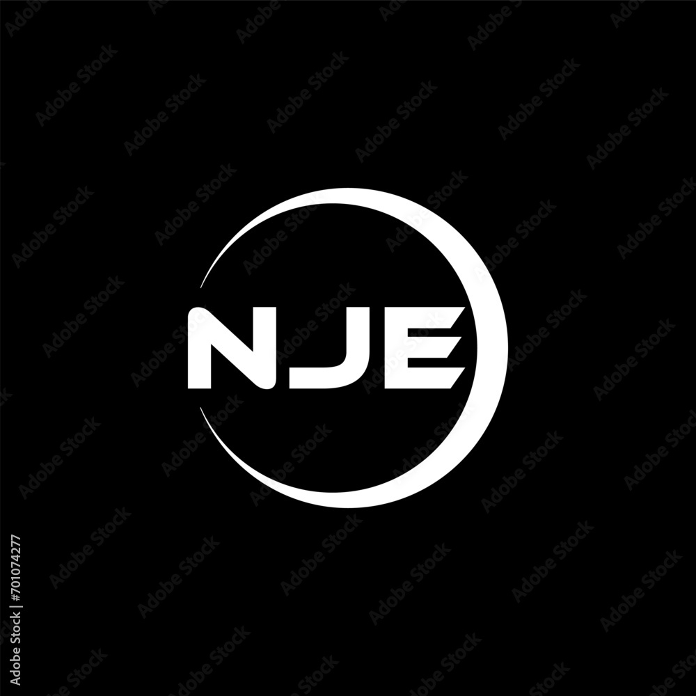 NJE letter logo design with black background in illustrator, cube logo, vector logo, modern alphabet font overlap style. calligraphy designs for logo, Poster, Invitation, etc. NJE letter logo design with black background in illustrator, cube logo, vector logo, modern alphabet font overlap style. calligraphy designs for logo, Poster, Invitation, etc.