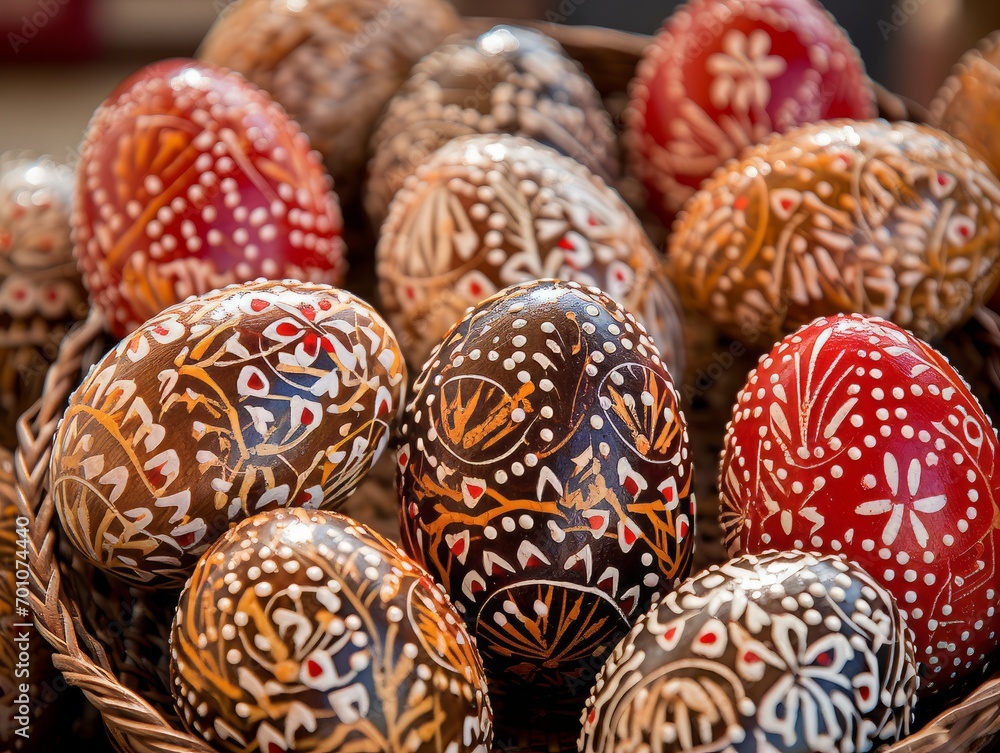 Traditional Folk Art Easter Eggs on Display Traditional Folk Art Easter Eggs on Display