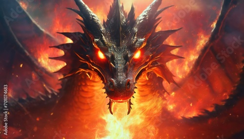 炎の中から現れたドラゴン photo