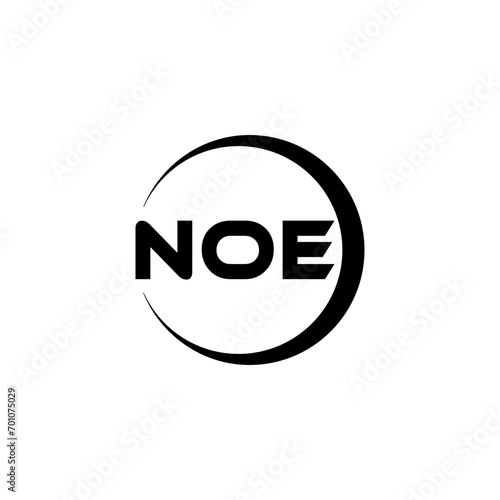 NOE letter logo design with white background in illustrator, cube logo, vector logo, modern alphabet font overlap style. calligraphy designs for logo, Poster, Invitation, etc.