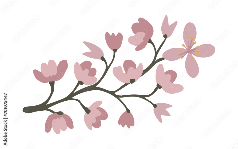 Abstract cherry blossom flowers vector clipart.