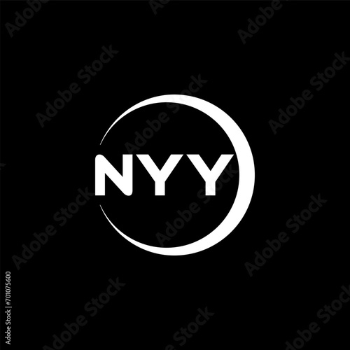 NYY letter logo design with black background in illustrator, cube logo, vector logo, modern alphabet font overlap style. calligraphy designs for logo, Poster, Invitation, etc. photo