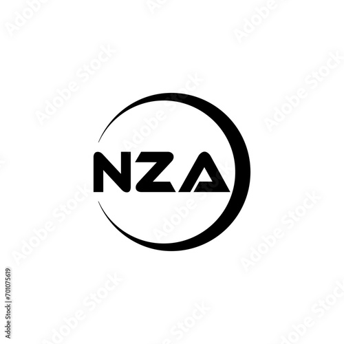 NZA letter logo design with white background in illustrator, cube logo, vector logo, modern alphabet font overlap style. calligraphy designs for logo, Poster, Invitation, etc. photo