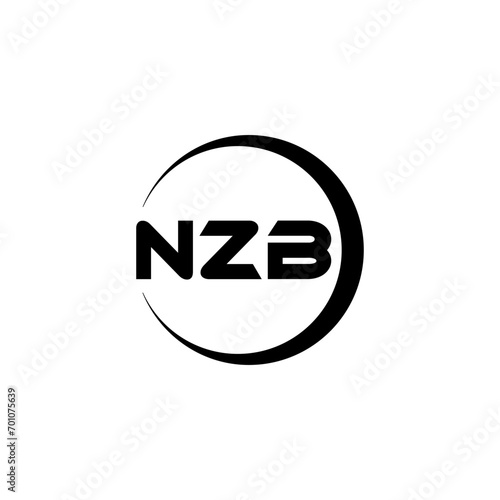 NZB letter logo design with white background in illustrator, cube logo, vector logo, modern alphabet font overlap style. calligraphy designs for logo, Poster, Invitation, etc. photo