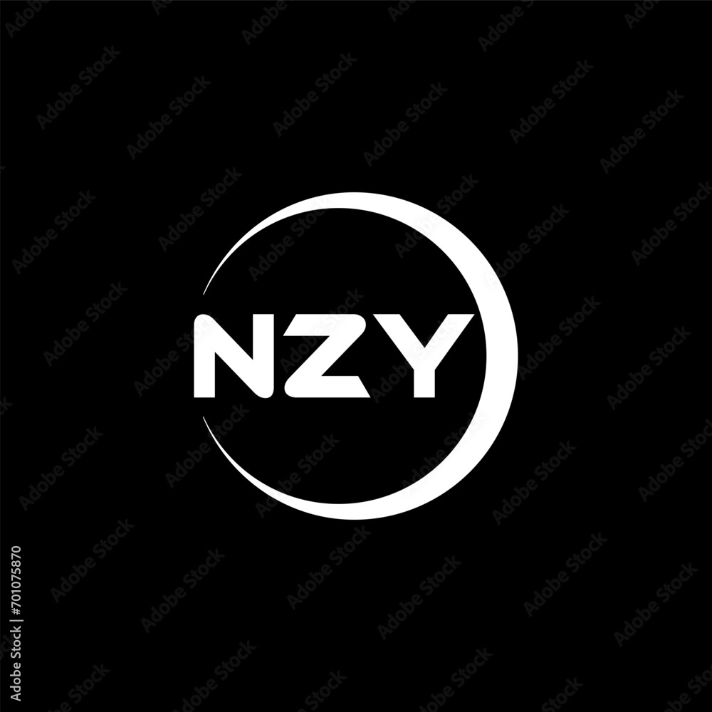 NZY letter logo design with black background in illustrator, cube logo, vector logo, modern alphabet font overlap style. calligraphy designs for logo, Poster, Invitation, etc. NZY letter logo design with black background in illustrator, cube logo, vector logo, modern alphabet font overlap style. calligraphy designs for logo, Poster, Invitation, etc.