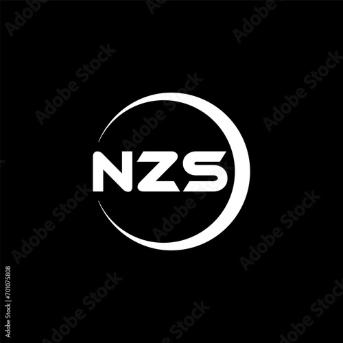 NZS letter logo design with black background in illustrator, cube logo, vector logo, modern alphabet font overlap style. calligraphy designs for logo, Poster, Invitation, etc.