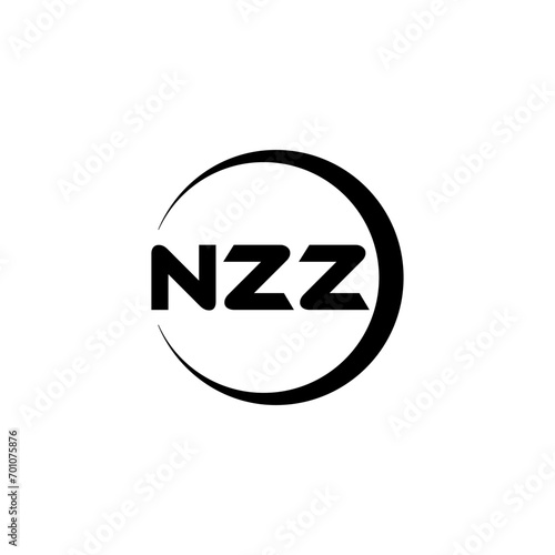 NZZ letter logo design with white background in illustrator, cube logo, vector logo, modern alphabet font overlap style. calligraphy designs for logo, Poster, Invitation, etc.