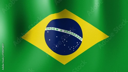A close-up shot of the flag of Brazil with a vibrant green background. Suitable for patriotic designs, travel promotions, cultural events, and educational materials related to Brazil photo