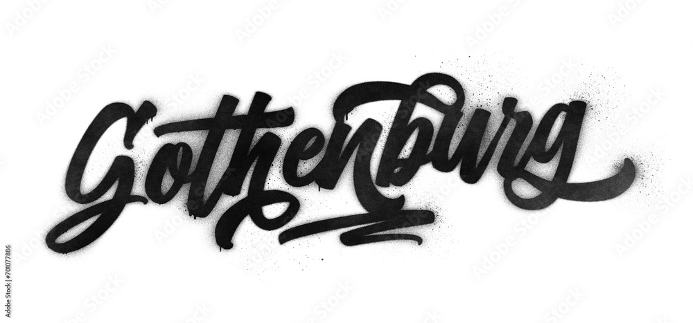 Gothenburg city name written in graffiti-style brush script lettering with spray paint effect isolated on transparent background