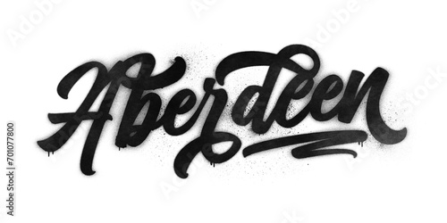 Aberdeen city name written in graffiti-style brush script lettering with spray paint effect isolated on transparent background