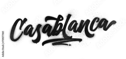 Casablanca city name written in graffiti-style brush script lettering with spray paint effect isolated on transparent background