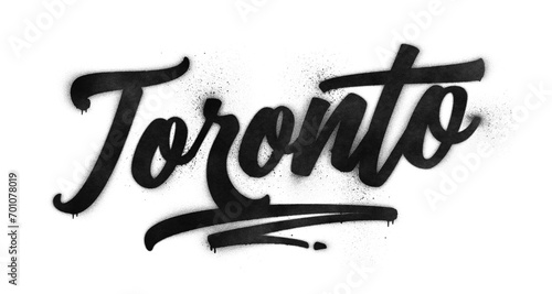 Photography Toronto city name written in graffiti-style brush script lettering with spray pa