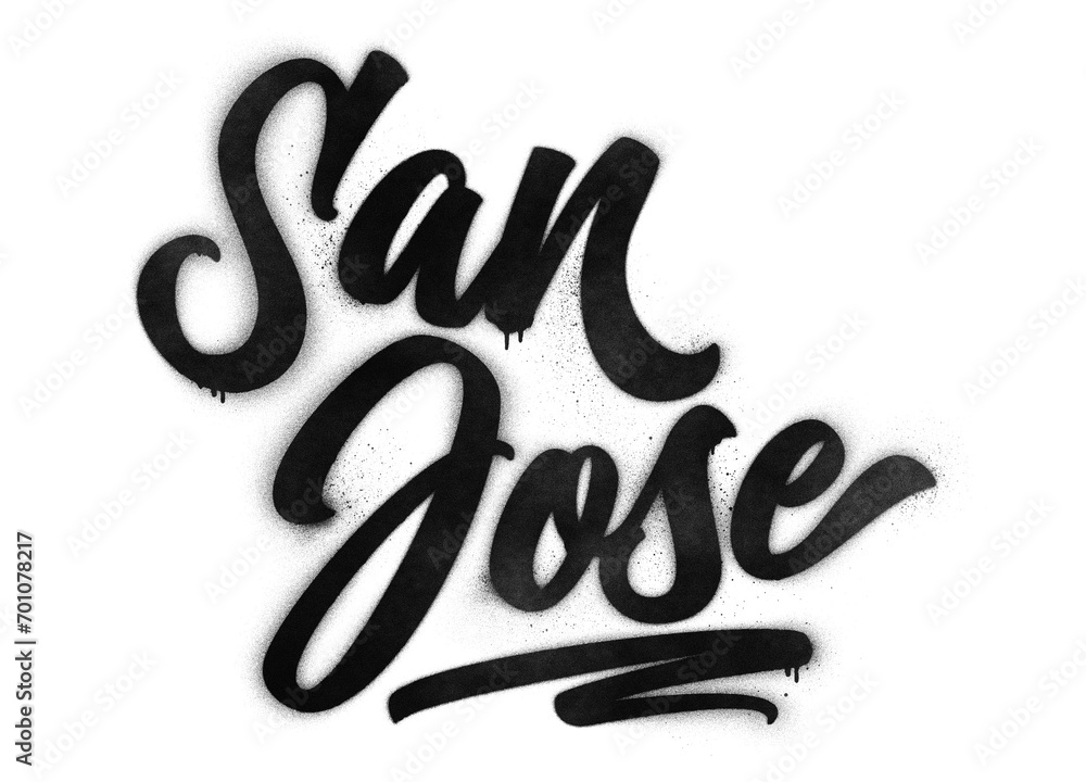 San Jose city name written in graffiti-style brush script lettering with spray paint effect isolated on transparent background San Jose city name written in graffiti-style brush script lettering with spray paint effect isolated on transparent background