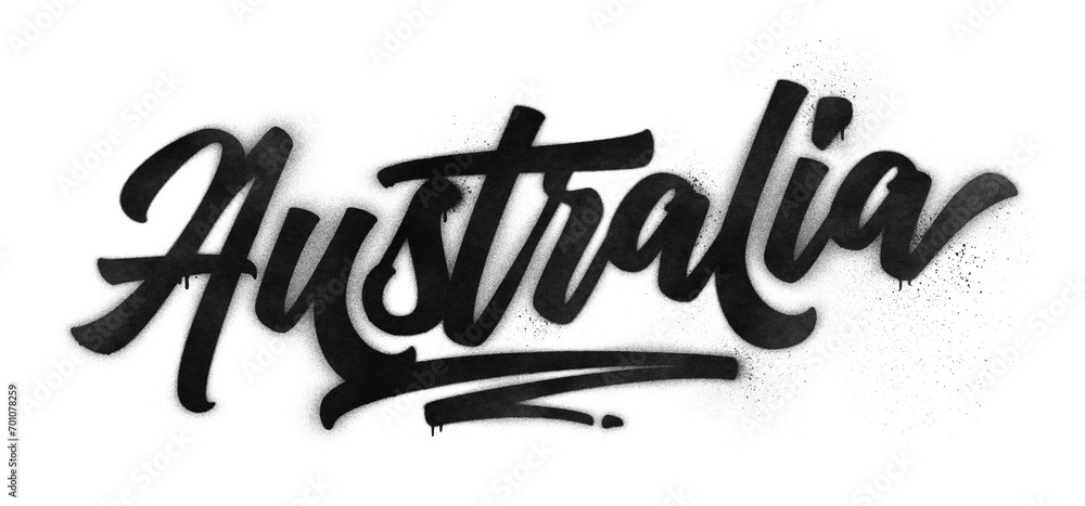 Australia country name written in graffiti-style brush script lettering ...