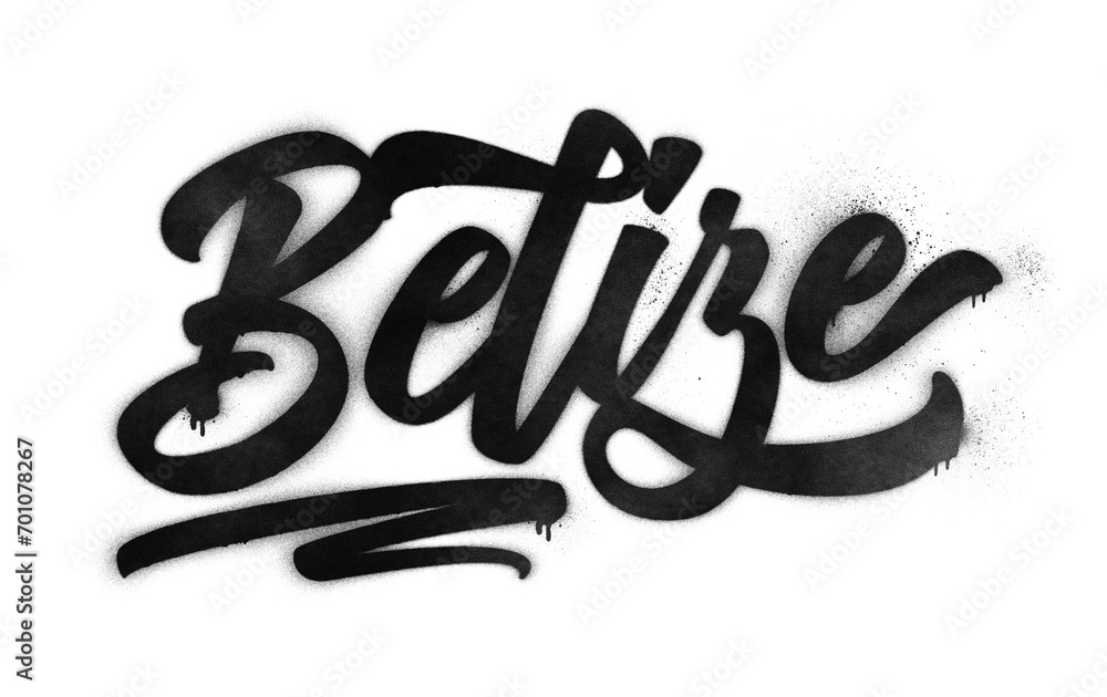 Belize country name written in graffiti-style brush script lettering with spray paint effect isolated on transparent background Belize country name written in graffiti-style brush script lettering with spray paint effect isolated on transparent background