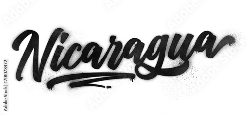 Nicaragua country name written in graffiti-style brush script lettering with spray paint effect isolated on transparent background