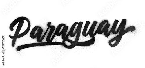 Paraguay country name written in graffiti-style brush script lettering with spray paint effect isolated on transparent background