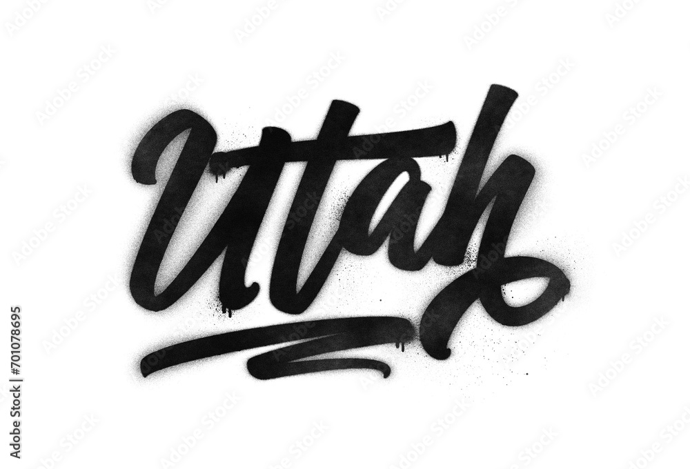 Utah state name written in graffiti-style brush script lettering with spray paint effect isolated on transparent background Utah state name written in graffiti-style brush script lettering with spray paint effect isolated on transparent background