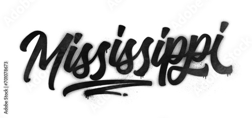 Mississippi state name written in graffiti-style brush script lettering with spray paint effect isolated on transparent background