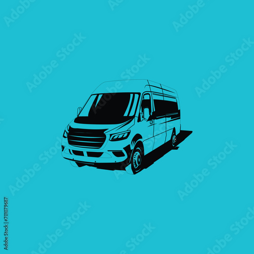 van front view icon vector on aqua background, van front view trendy filled icons from Transportation collection, van front view vector illustration shiloutte photo