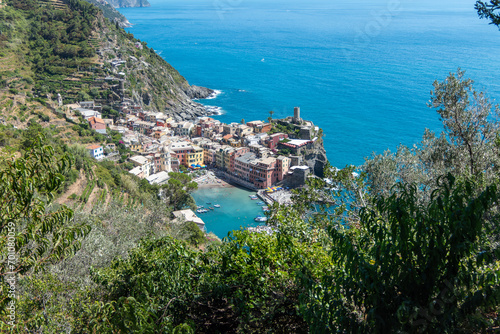 Vernazza, Italy, July 27, 2023.View of the coast of Vernazza