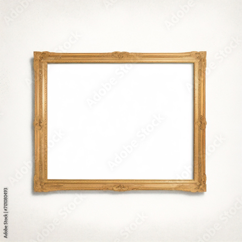 Goldbilderrahmen im antiken Stil isoliert auf transparentem Hintergrund, sauberes, elegantes, altes, goldenes, barockes, viktorianisches, quadratisches Rahmenmodell für Malerei, Wandkunst, Kunstwerk,