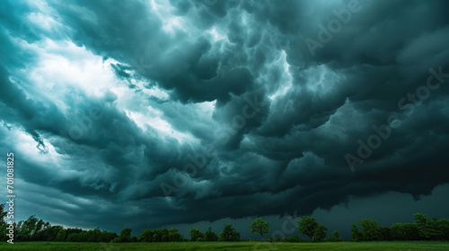 Huge storm, clouds over farmland