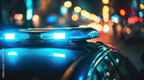 Strobe lights of police car at night © Kondor83