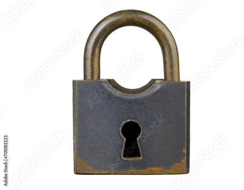 Old rusty padlock - isolated on trtansparent background