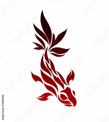illustration vector graphic of tribal design red koi fish suitable for tattoos photo
