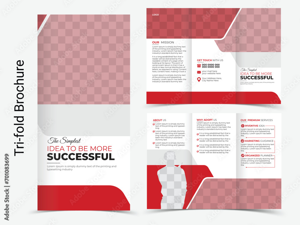 Trifold Brochure Template.Modern, Creative, and Professional tri-fold brochure vector design